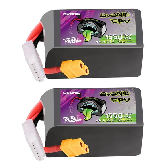 OVONIC 22.2V Lipo 1550 mAh 150C Lipo Battery with XT60 Plug ?2 Pack?