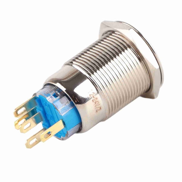 Interruptor De Botón LED, 19 Mm, 12-24 V, LED, Resistente Al Agua, De Acero Inoxidable, Con Bloqueo Automático, Interruptor De Botón Pulsador