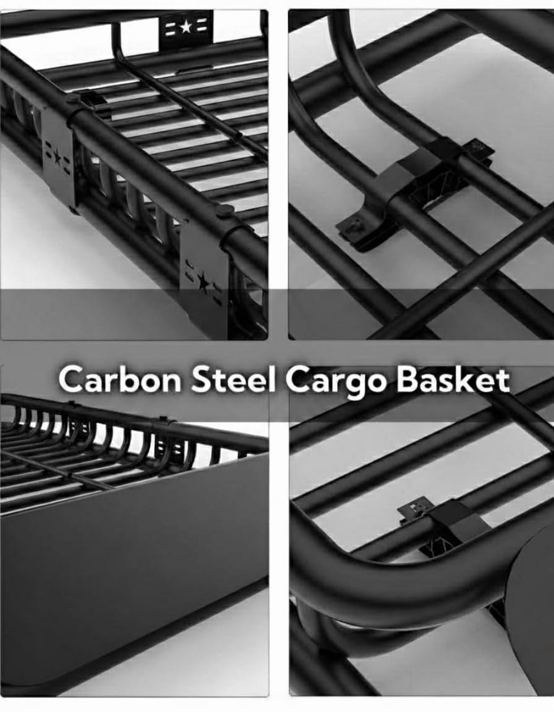 Roof Rack Basket, 116.8cm+38cm Universal Rooftop Cargo Carrier with Extension, 90kg Capacity Heavy-duty Steel Car Top Luggage Holder for Car, SUV, Truck, Pick Up - with PU Bag