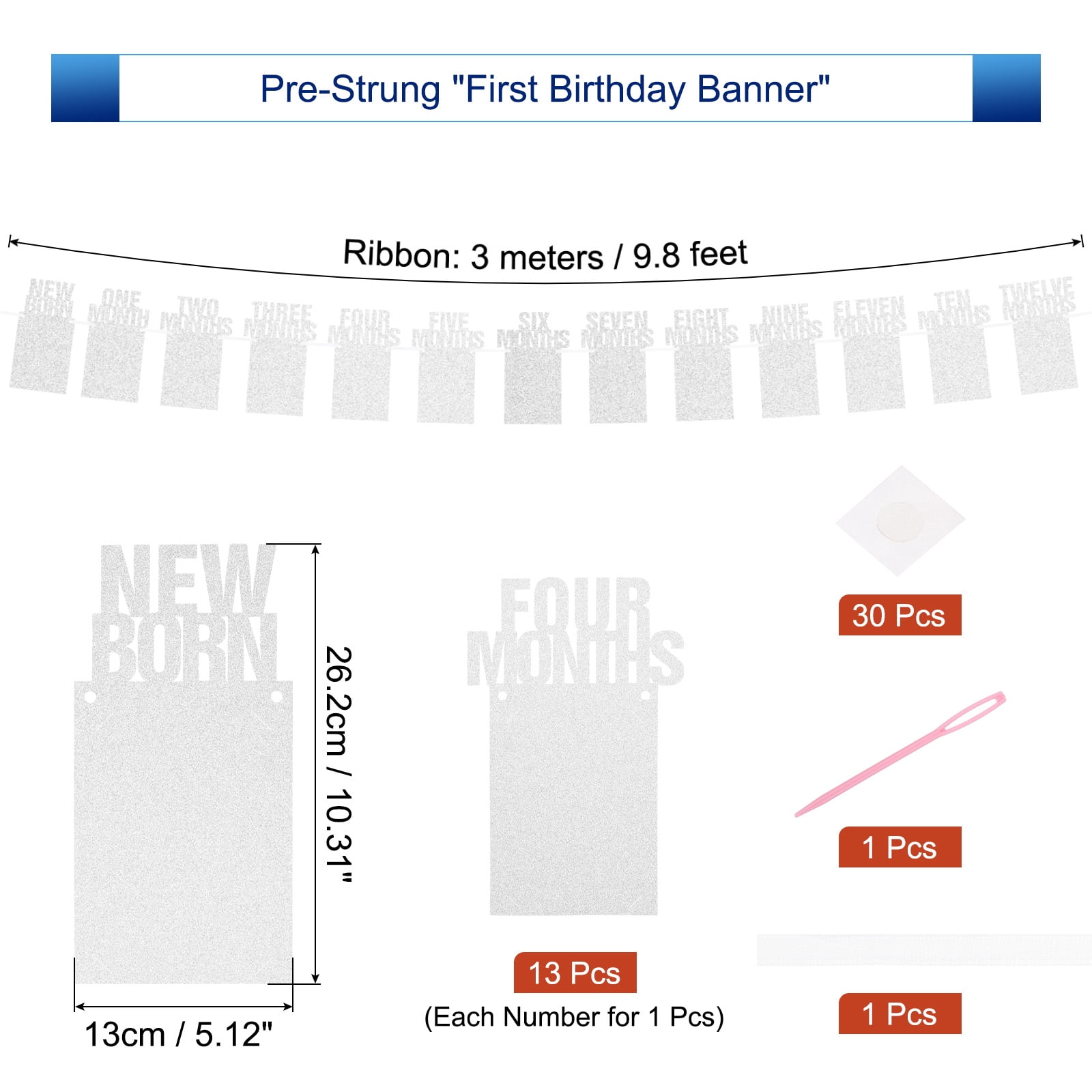 Unique Bargains 1st Birthday Photo Banner 1 To 12 Months Party Supplies Silver