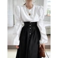 thumbnail image 3 of utcoco Women's High Waist Long Denim Skirt Button Down Swing A-Line Jean Maxi Skirt with Pockets, 3 of 6
