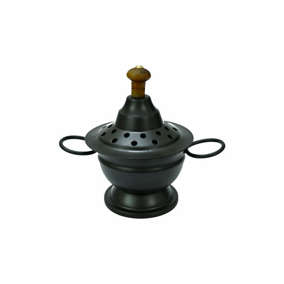 diollo Metal Charcoal Incense Burner Bowl Loban, Sambrani Dhoop, Resin & Home Office Temple Prayer Black Width - 11 cm (4.3 Inch), Height - 14.5 cm (5.7 Inch) Approx.