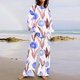 thumbnail image 1 of Puntoco Traje De Pantalón Y top De Cuello Redondo De Manga Larga Con Estampado Informal De Verano Para Mujer Azul Claro Xxxl, 1 of 5