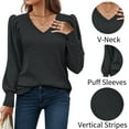 thumbnail image 4 of Weardear Puffy Sleeves Knit Tops for Women Long Sleeve Soft Sweater Pullover V Neck Lightweight Blouse, 4 of 5