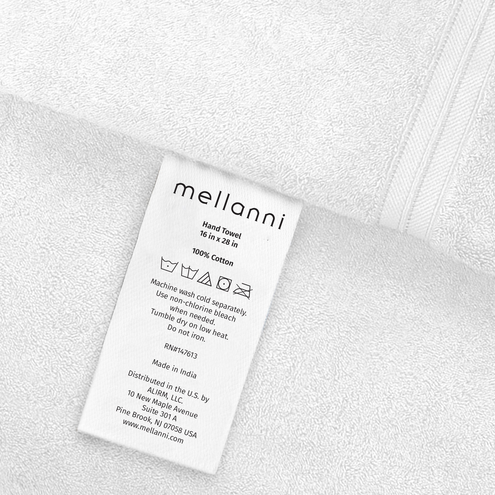 Mellanni Hand Towels 100% Cotton 16"x28", 6 Pack, White