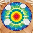 thumbnail image 2 of Rainbow Tie Dye Mandala Flower Pattern Round Fitted Tablecloth with Elastic Edge,Dining Table Cover Waterproof,Outdoor Round Tablecloth for Camping,Dining,Indoor and Outdoor, 2 of 7