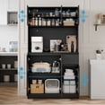 thumbnail image 3 of 71" Tall Black Kitchen Pantry Cabinet, Kitchen Pantry Storage Cabinet with Power Outlet, Freestanding Kitchen Hutch with countertop, 3 of 8