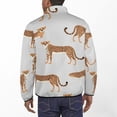 thumbnail image 3 of Cheetah Seamless Repeating Pattern Men's Stand Collar Sweater Long Sleeve Clothing Loose Fit Sports Sweater, 3 of 8