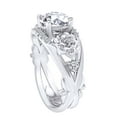 thumbnail image 2 of AFFY 1.02 Carat(Cttw) Round Moissanite & Natural Diamond Rose Flower Wedding Ring 14K Solid White Gold Ring Size-6, 2 of 2