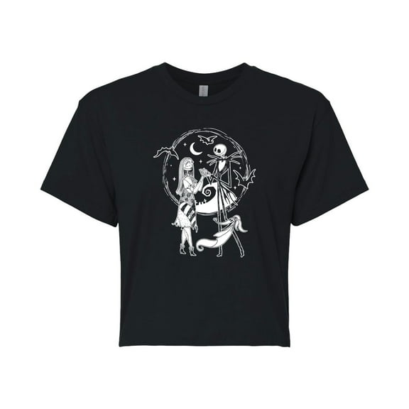 The Nightmare Before Christmas - Jack and Sally - Juniors Cropped Cotton Blend T-Shirt
