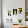 thumbnail image 3 of ZHONGYUTONG Elegant Rose Canvas Wall Art 3 Pieces Yellow Rose Flower Painting Prints Black and White Romantic Rustic Floral Picture Couples Bedroom Decor Framed (20.00" x 28.00" x 3PCS), 3 of 6