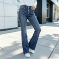 thumbnail image 5 of Wenini Fashion Women's Casual High Waist Denim pants Solid Color Button Up Pocket Jeans Comfortable Straight Leg Jeans, 5 of 6