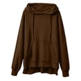 thumbnail image 4 of Paiwinds Women's Oversized Sweatshirts Cozy Hooded Long Sleeve Pullover with Drawstring and Front Pocket Casual Relaxed Fit Side Vent Tunic Tops, 4 of 6
