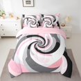 thumbnail image 3 of Manfei Chic Stripes Ombre 7-Piece Twin Bedding Sets, Pink Abstract Swirl Bedding Comforter Set, Teens Kids Adult Men Women Reversible Sheet Sets, Microfiber Bedroom Decor, 3 of 8