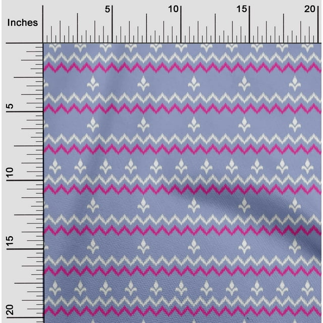 oneOone Tissu Polyester Lycra Chevron Ikat Imprimé Tissu d'Artisanat BTY 56 Pouces de Large