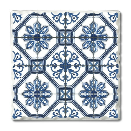 

CounterArt Single Absorbent Stone Tumbled Tile Coaster Blue And White Style Three