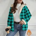 thumbnail image 2 of HAiming Plaid Zip up Fleece Lined Hooded Coat for Women Casual Oversize Long Sleeve Jacket Soft Warm Tops Trendy Clothes, 2 of 7