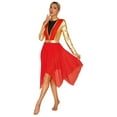 thumbnail image 4 of iEFiEL Womens Asymmetrical Overlay Liturgical Praise Dance Leotard Dress Long Sleeve Worship Costume Dancewear Red L, 4 of 7