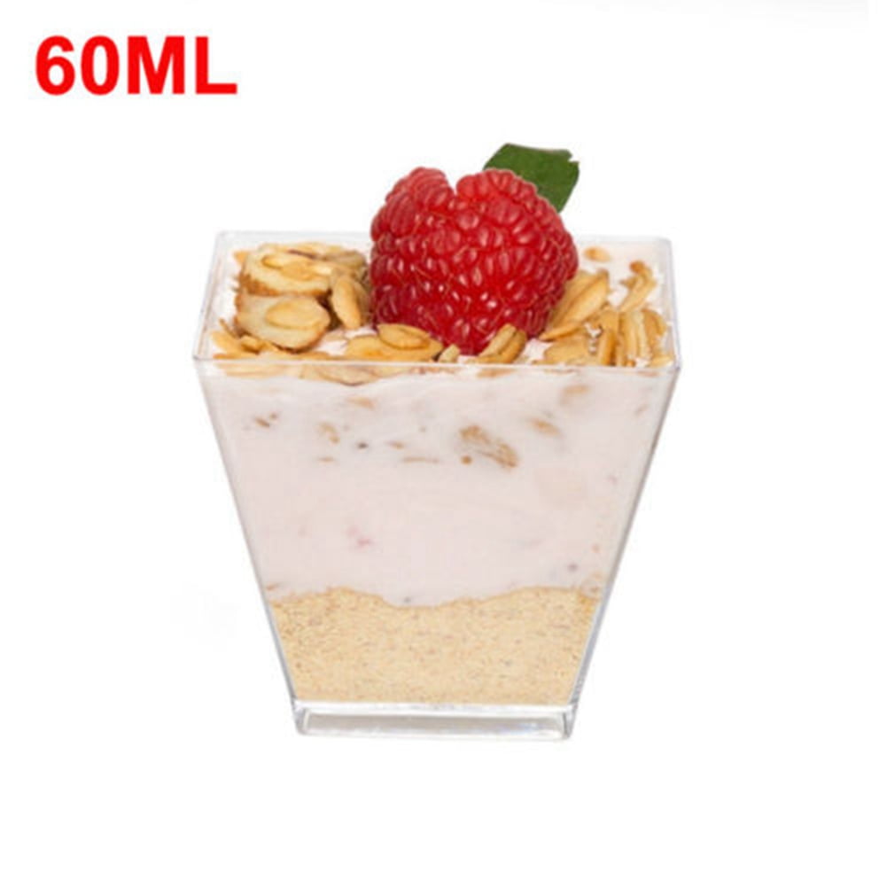 Plastic Mini Square Dessert Cups | Clear Mini Cube Small Reusable Serving Bowl for Tasting Party Desserts Appetizers Clear Appetizer Cup Pack of 24