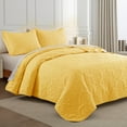 thumbnail image 2 of Whale Flotilla Soft Twin Quilt Bedding Set for All Seasons, Elegant Vintage Damask Ultrasonic Quilts Set, Lightweight Reversible Bedspread, Coverlet, Bed Cover with 1 Pillow Sham, Yellow, 2 of 7