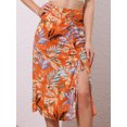 thumbnail image 2 of DARING DIVA Women's Tropical Beach Ruched Split Thigh Rayon Skirt M Orange Pattern 1, 2 of 6
