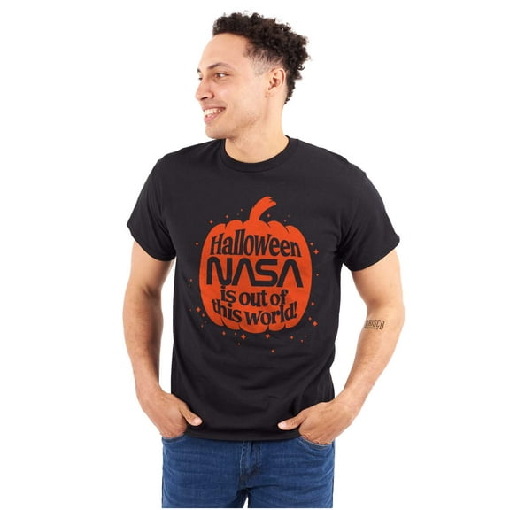 Halloween Pumpkin NASA Jack O Lantern Men's Graphic T Shirt Tees Brisco Brands S
