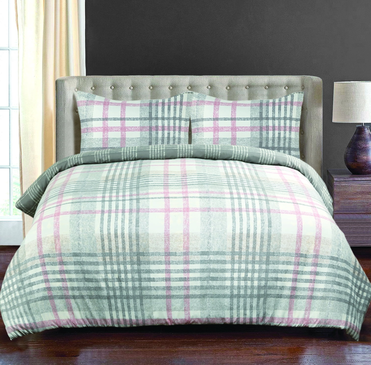 Muk Luks Classic Plaid Pattern Duvet Cover Set & 2 Matching Shams, Full