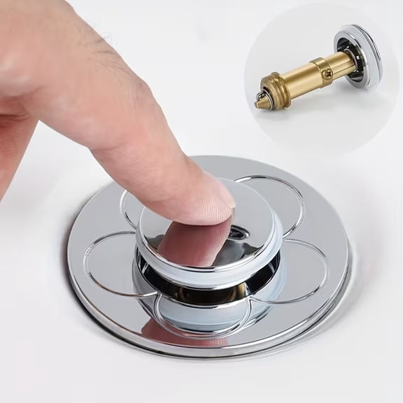 Stainless Steel Bathroom Sink Stopper - Anti-clog Hair Collection Basket, Easy Press Pop-up Drainage Strainer, Suitable for Kitchen and Bathroom