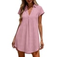 thumbnail image 4 of TRUNZI Beach Cover Ups for Women Short Sleeve V Neck Flowy Loose Fit Lightweight Bathsuit Swimwear Dresses Pink S, 4 of 7