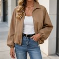 thumbnail image 6 of Jackets for Women Fashion Lapel Long Sleeve Full Zip with Pockets Solid Color Casual Jacket Outerwear Coat, 6 of 8