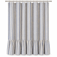thumbnail image 4 of Blue Striped Farmhouse Shower Curtain with Ruffle Hem, 72 x 72 Inch Linen Textured Rustic Shower Curtain for Bathroom, Vintage Country Cottage Style, Blue and Cream, 4 of 6