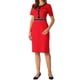 thumbnail image 2 of Vestido de tubo para mujer INSPIRE CHIC de manga corta, elegante, con contraste de color, vestido midi para el trabajo, talla 2XL, rojo, 2 of 6