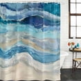 thumbnail image 3 of Blue Coastal Shower Curtain, Waterproof Shower Curtains for Bathroom, Summer Beach Nautical Abstract Art Washable Fabric Cloth Bathroom Curtain Set Bathtub Decor with Hook 72''x78'', 3 of 9