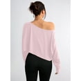 thumbnail image 2 of Womens Casual Solid Color Batwing Sleeve T-Shirt Cropped Summer Blouse For Women, 2 of 5