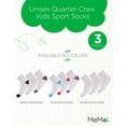 thumbnail image 2 of MeMoi Unisex Quarter-Crew Kids Sport Socks 3-Pack, 2 of 7