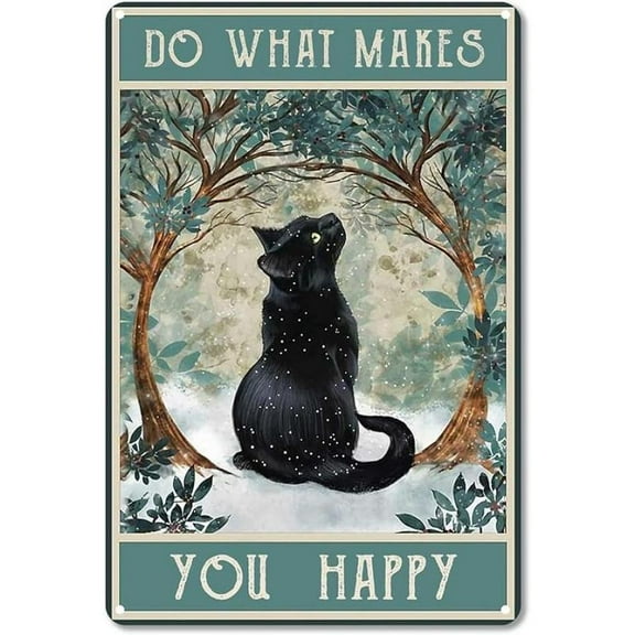 Funny Cat Sign Cat Lovers Women Girls Gift Once Upon A Time I Pick Up A Black Cat Tin Sign Wall Art for Home Living Room Bedroom Decor 8 x 12 Inches (3004)