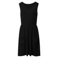 thumbnail image 5 of OSOLU Solid Color Women Casual Dress A-Line Knee Length V-Neck Sleeveless Waist Tie Summer Vacation Dresses Flowy Comfortable Dress Classic Sundress Flowy Vacation Dress, 5 of 5