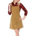 thumbnail image 3 of INSPIRE CHIC Women's Straps A-Line Corduroy Mini Pinafore Overalls Skirt XL Brown, 3 of 8