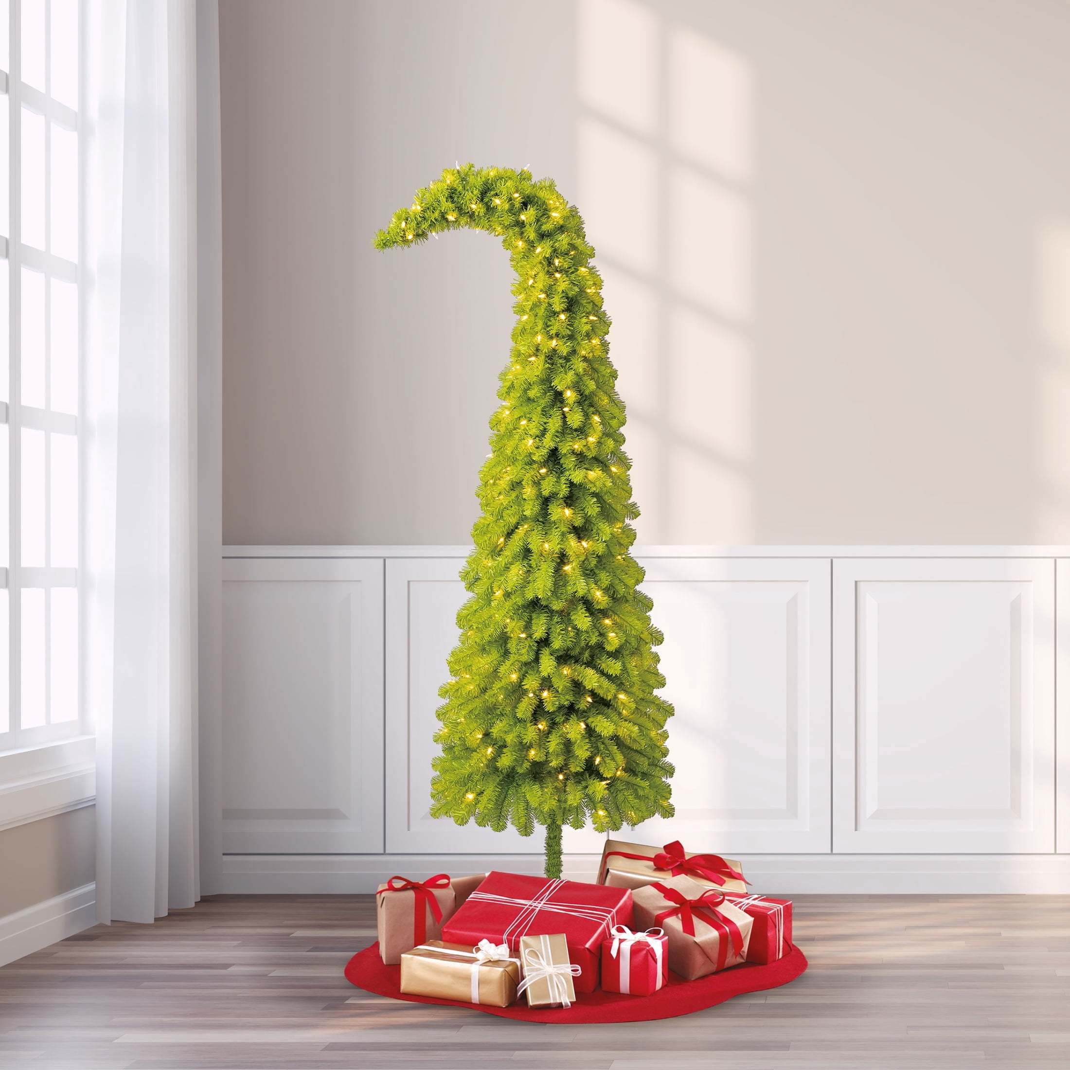 6' Pre-Lit Lawndale Spruce Green Artificial Christmas Tree with 250 Warm White LED Lights and Stand, by Holiday Time