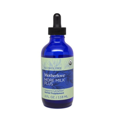 Motherlove More Milk Plus Alcohol-Free Organic Herbal Breastfeeding Supplement for Lactation Support, 4 oz Liquid