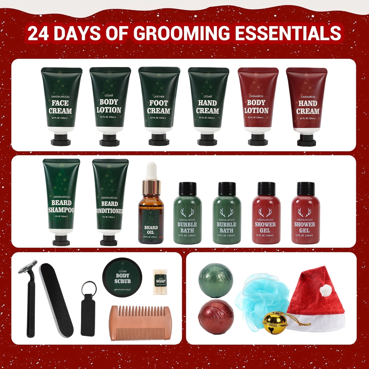 Rinse & Robust Advent Calendar 2025, 24 Pcs Bath and Body Valentines Day Gift Sets for Men Grooming
