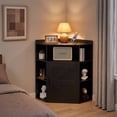thumbnail image 5 of VECELO Corner Storage Cabinet with Charging Station, 34" H Corner Shelf with Barn Door & Adjustable Shelves, Space Saving Bookshelf for Bedroom, Living Room, Black, 5 of 11
