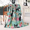 thumbnail image 3 of Green Boston Terrier and Flower Blanket,Comfortable Soft Flannel Throw Blanket,All Season,Warm Lightweight Blankets for Sofa Bed Couch Living Room Chair,50"x60"(130x150cm), 3 of 4