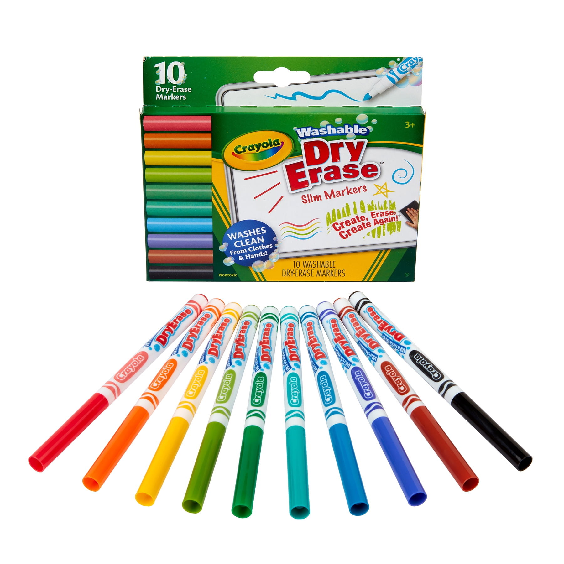 Crayola Washable Slim Dry Erase Markers, 10 Per Pack, 3 Packs