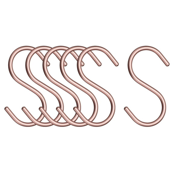 S Hooks, 6 Pack 3.5'' - Aluminum Alloy S-Shaped Hanger Hook, S Hooks for Hanging Clothes Towels Scarf (Rose Gold)