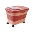 thumbnail image 2 of Pet Dog Cat Food Storage Container Dispenser Organizer with Wheels Rice Case Pink, 2 of 8