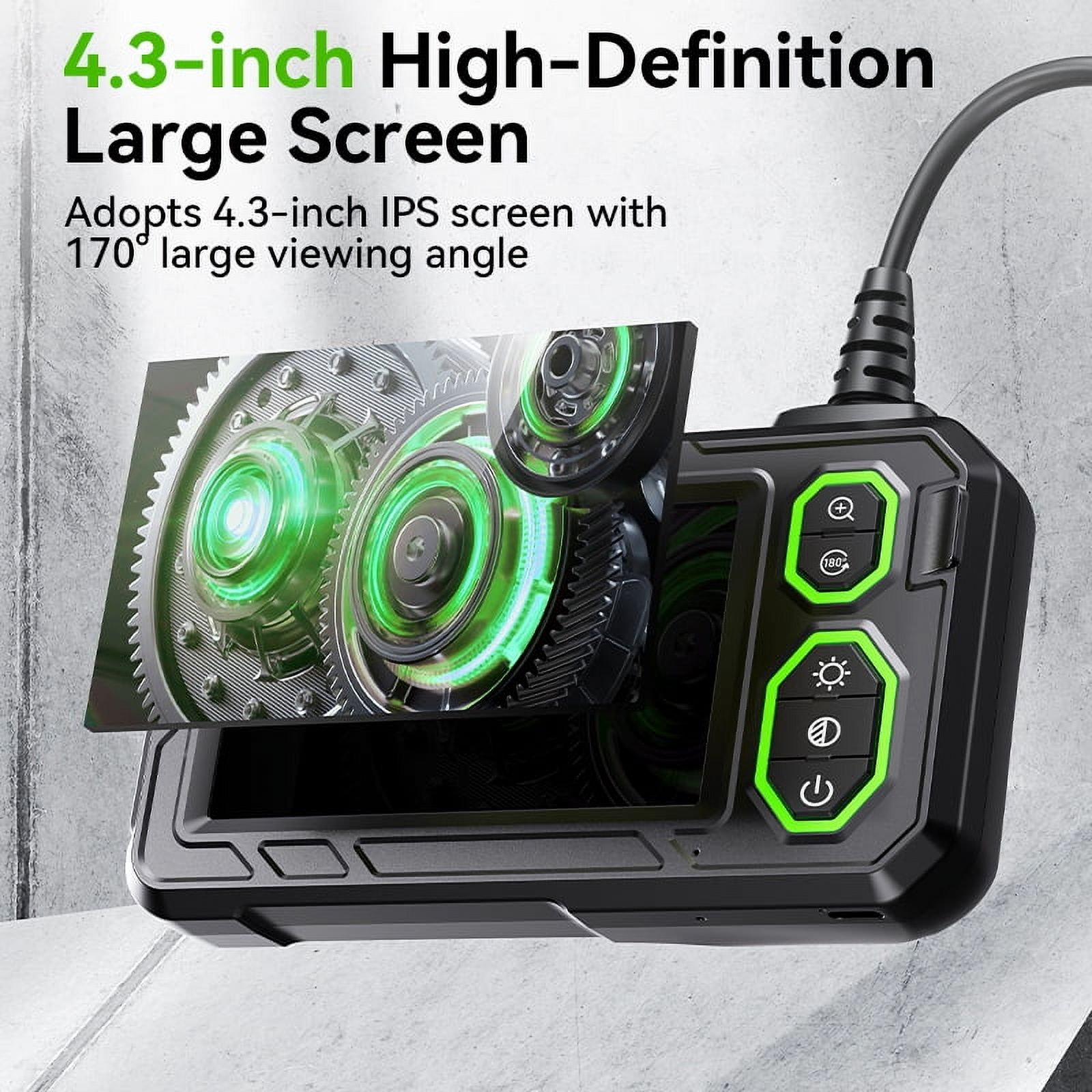AOPICK 4.3" LCD Screen IP67 Waterproof Borescope, 1080P HD Inspection Camera,Endoscope Camera with Light,16.5ft Endoscope Camera Semi-Rigid Cable,Snake Camera,Gadgets for Man.
