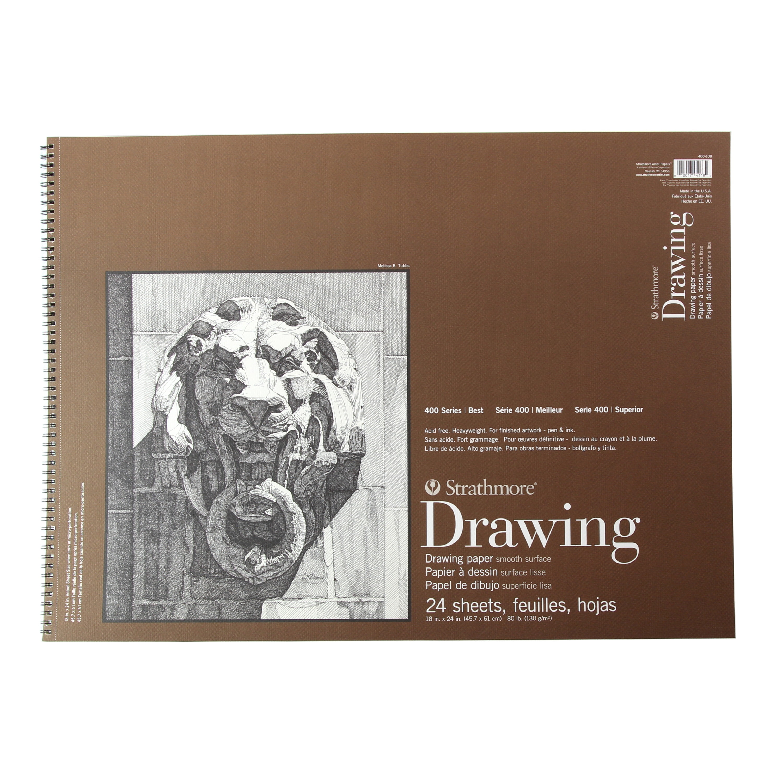 Drawing Paper Pad, 400 Series, Smooth Surface, 18in x 24in