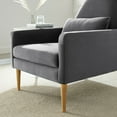 thumbnail image 3 of Armchair Accent Chair, Charcoal Grey Gray, Velvet, Modern Contemporary, Mid Century Living Hotel Lounge Cafe Lobby, 3 of 8