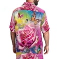 thumbnail image 4 of Men's Hawaiian Shirts and Shorts Set, Mens 2 Piece Short Set, Men Beach Outfits Sets, Pink Rose Butterfly Valentine, Men's Shirt and Short Sets, 4 of 6